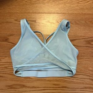 BABY BLUE NIKE CROSS WRAP SPORTS BRA